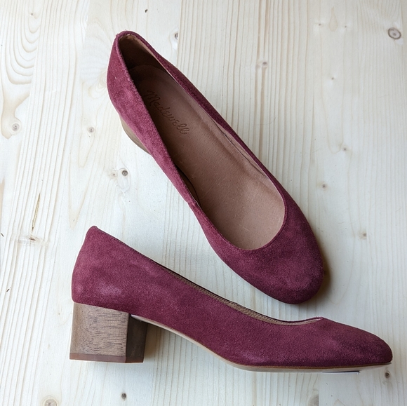 Madewell Block Heel Dress Shoes in Burgundy Wine suede leather - Picture 4 of 5